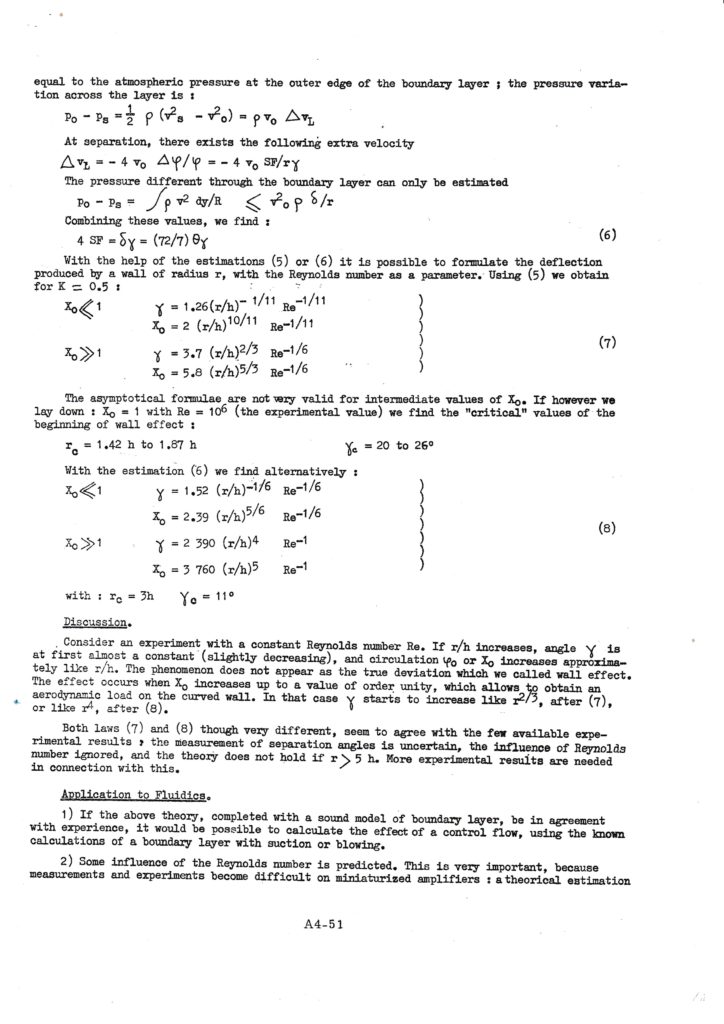 The curved wall effect, Cambridge Fluidics conference, 5/01/1967