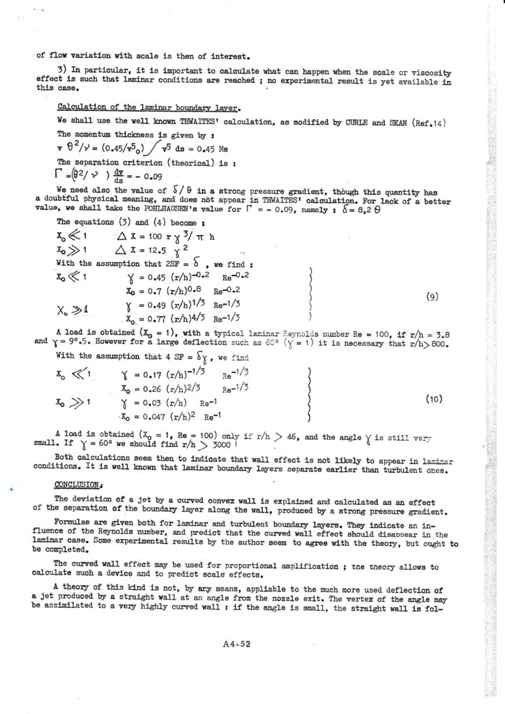 The curved wall effect, Cambridge Fluidics conference, 5/01/1967