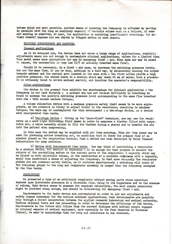 Pure Fluid Respirator with curved walls,1st Cranfield Conference on Fluidics 1965